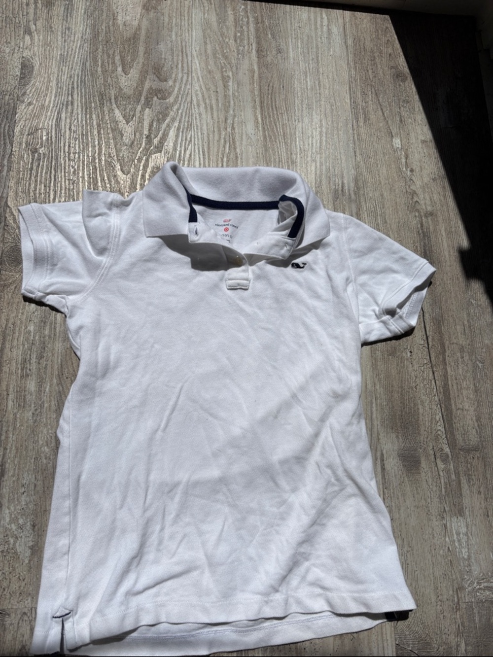 Vineyard Vines White Kids Polo with Navy Trim